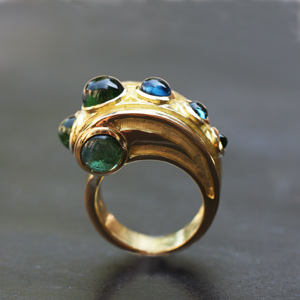 Bague Athénée vert-bleu