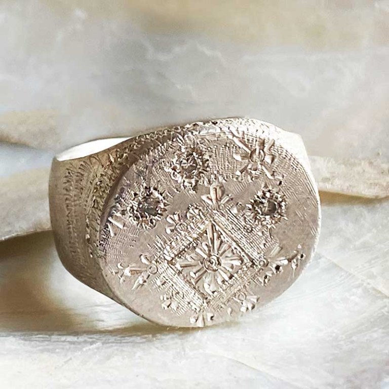 Chevalière Argent & Diamants