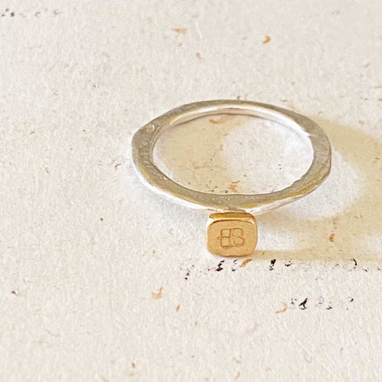 Bague Gustav Carré Or  Anneau Argent