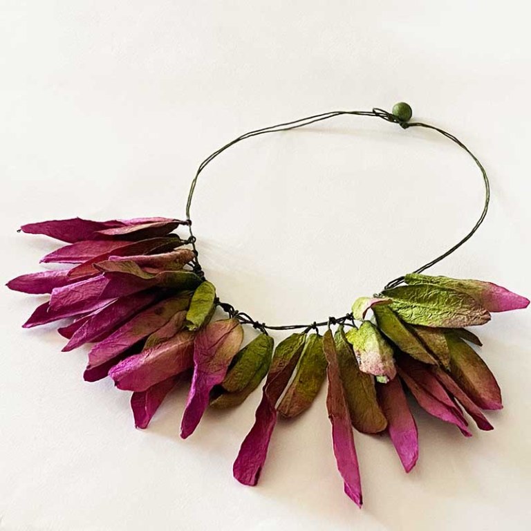 Collier Eucaliptus violet/vert