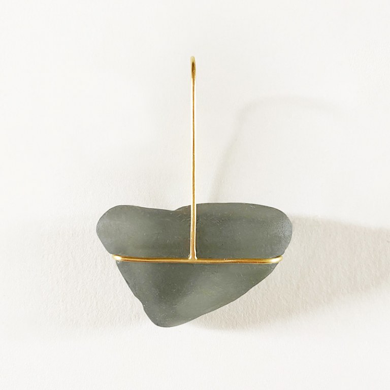 Pendentif Verre Vert Gris