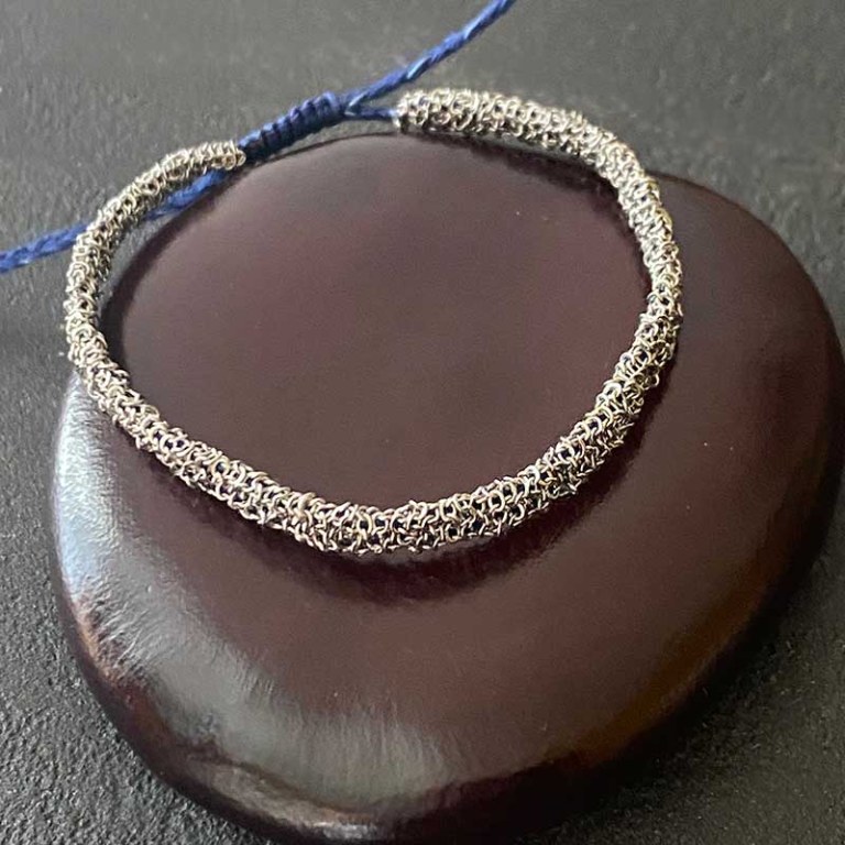 Bracelet Second Skin XS Silver, lien bleu