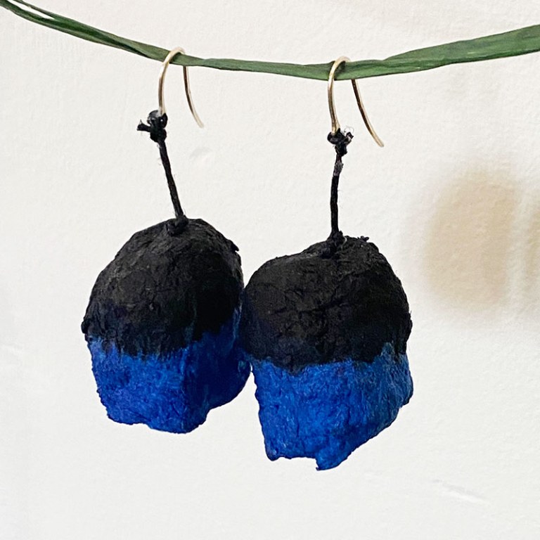 Boucles d'oreilles Olive Bleu/Noir