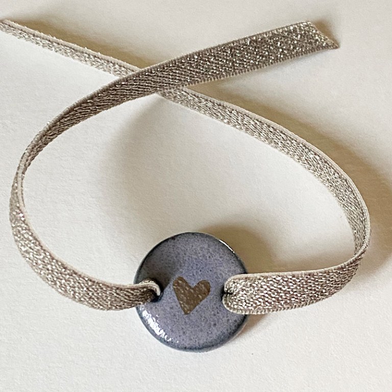 Bracelet Lien argenté coeur platine