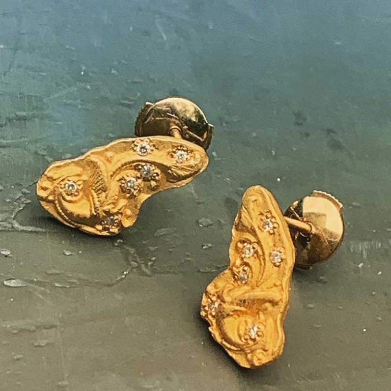 Boucles d'Oreilles Paon Or Diamants
