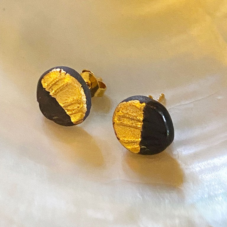 Boucles d'oreilles Point or/noir