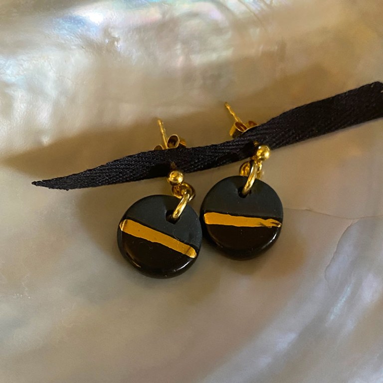 Boucles d'oreille Noires & Or
