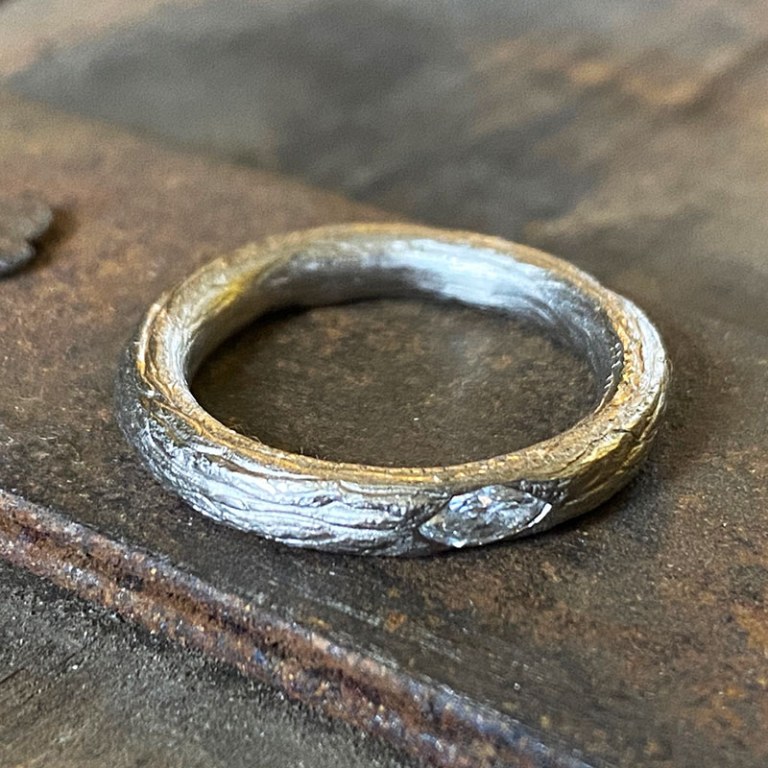 Anneau Jonc Scortea Diamant Or gris