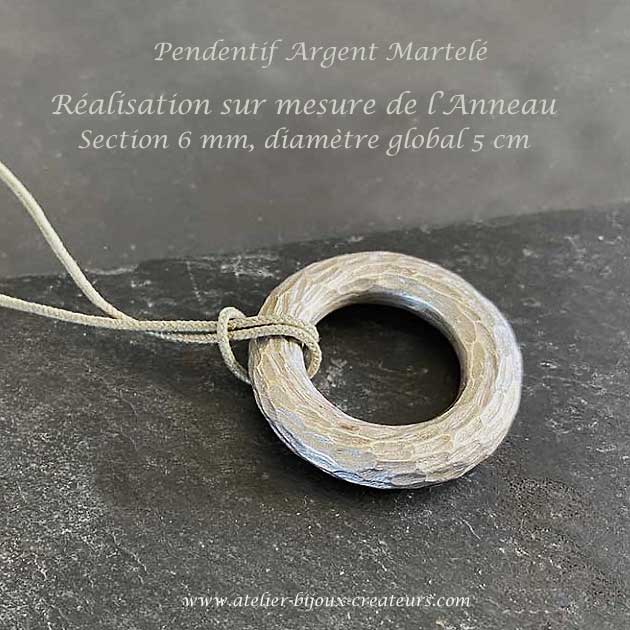 Anneau Pendentif XL martelé