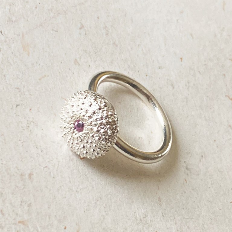 Bague Mini Oursin Saphir rose