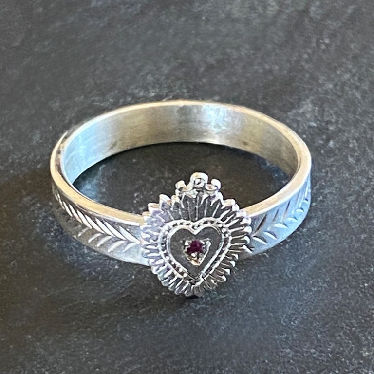 Bague Coeur Grenat