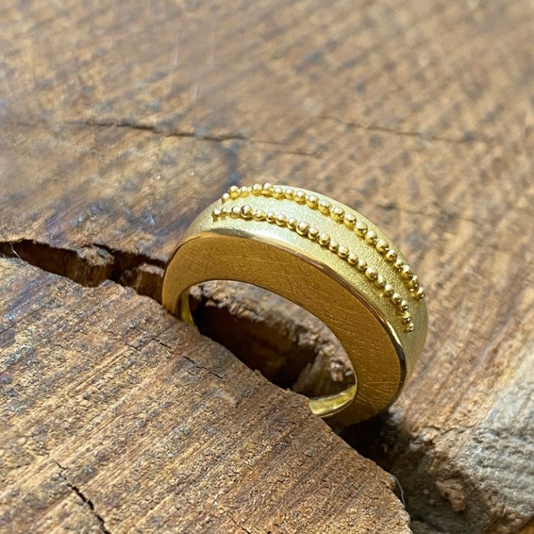 Bague Haute Double Granulation
