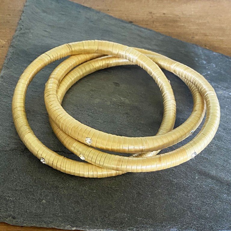 Trio de Bracelets Joncs paille de seigle moissanite